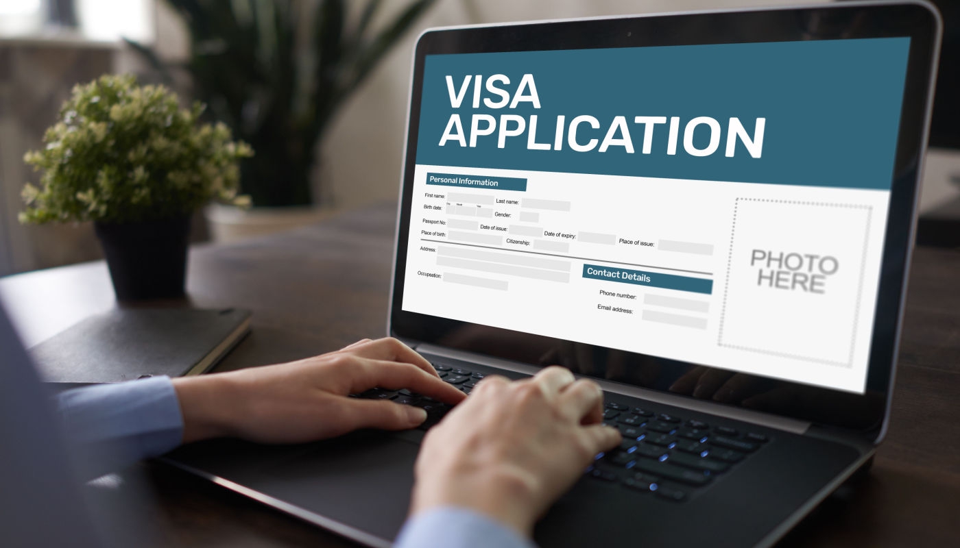 visa application on a pc screen