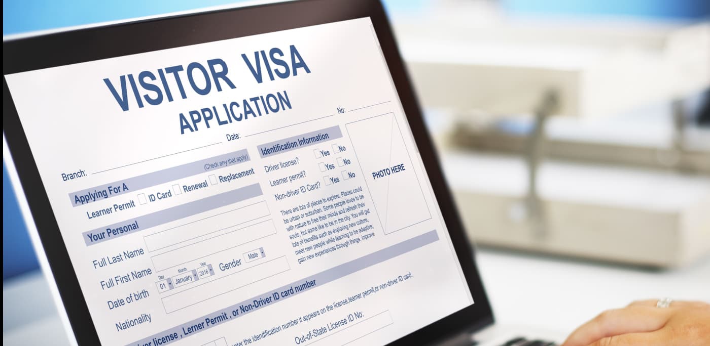 visitor visa application on a screen