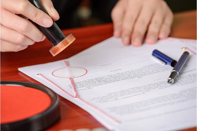 stamping a notary document