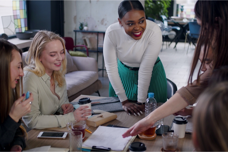 employees from mixed races working together
