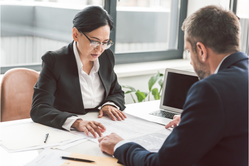Two people having a meeting