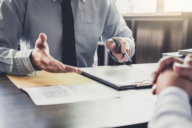 lawyer discussing a document