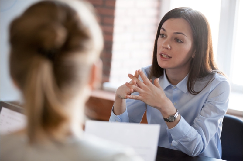 employment solicitor chatting with a client