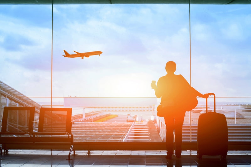 View of airplane taking off
