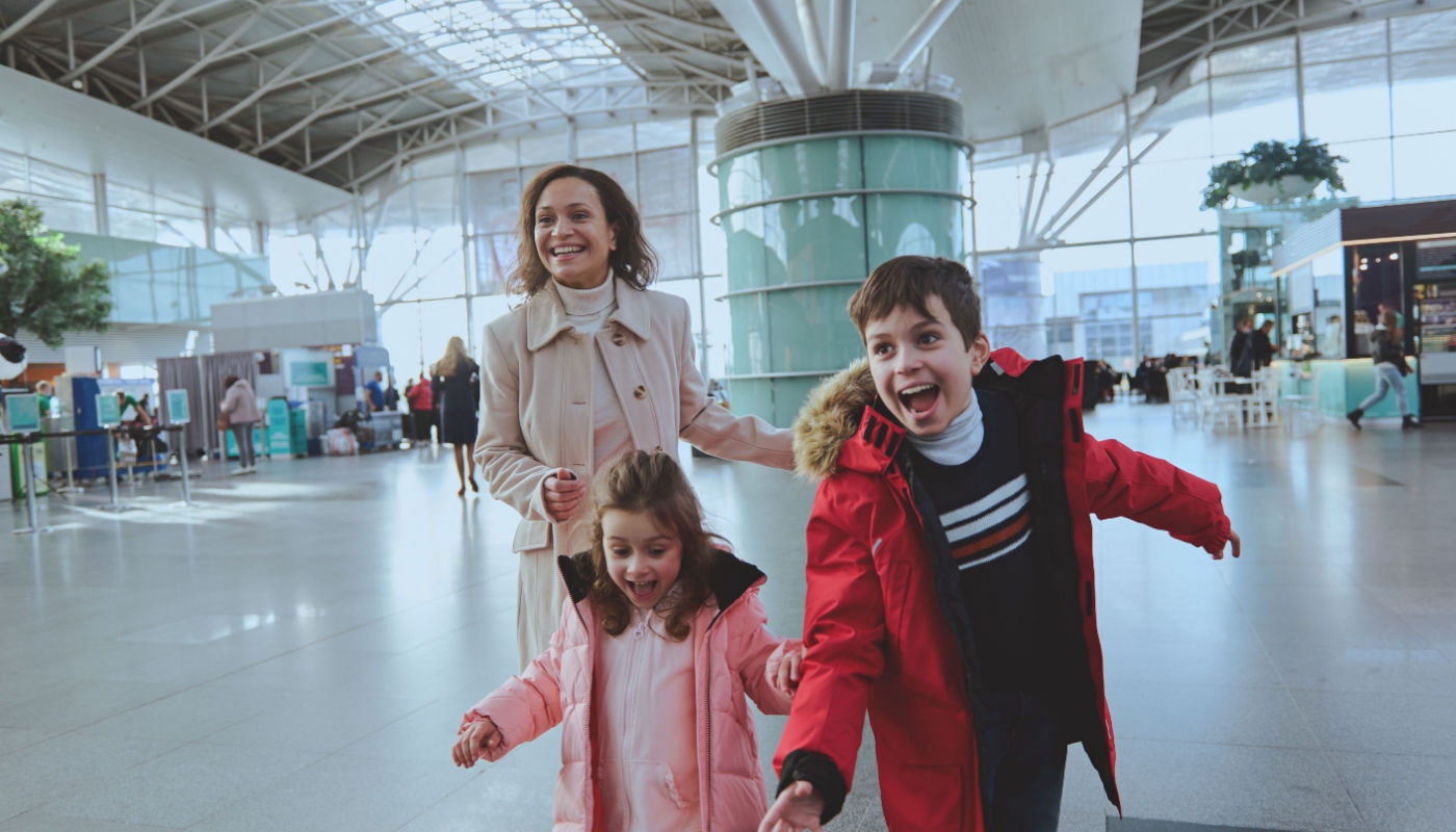 family members meeting at airport