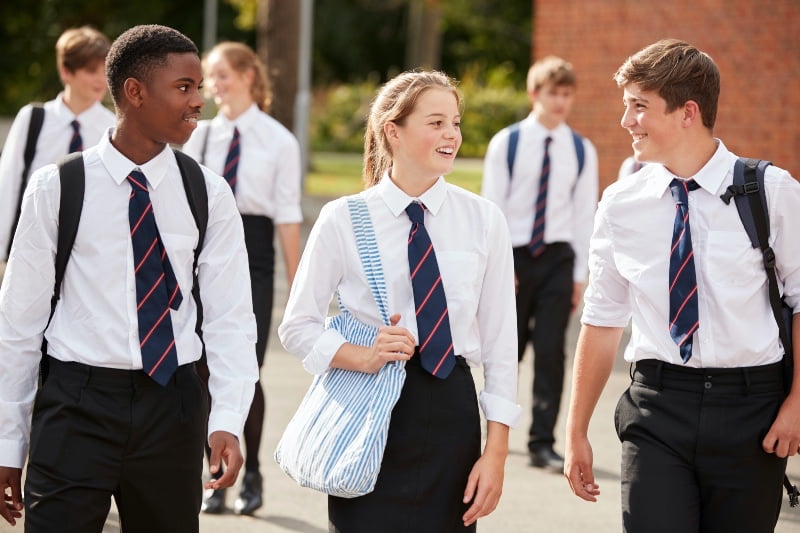 secondary school pupils walking